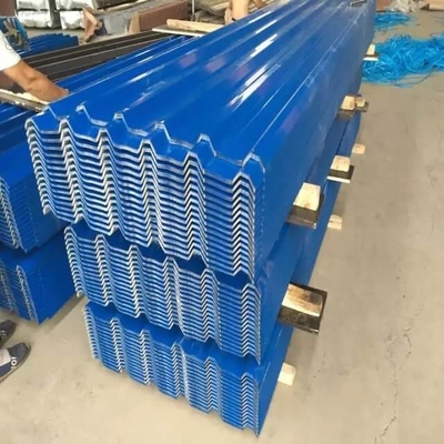 ISO 18001 پانل های سقف فلزی آبی JIS 7-30um ورق های موجدار با پوشش رنگی